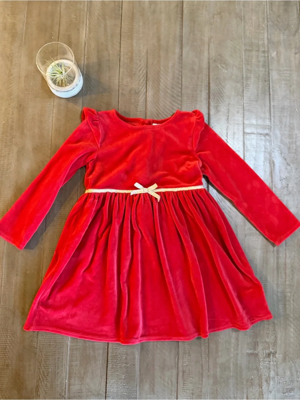 OshKosh B'gosh Red Velvet Dress with Gold Bow